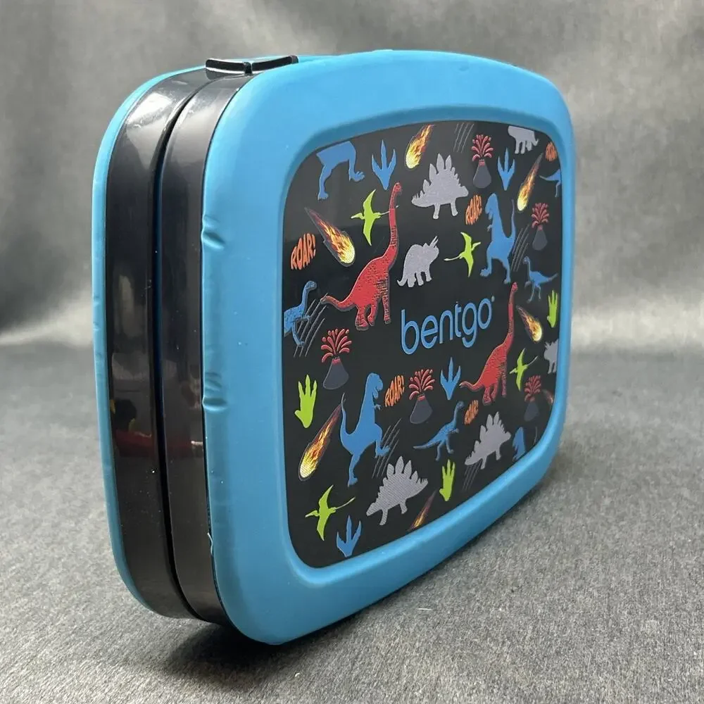 Bentgo Bento Lunch Box 5 Compartment Blue Kids Dinosaur Print Leak Proof